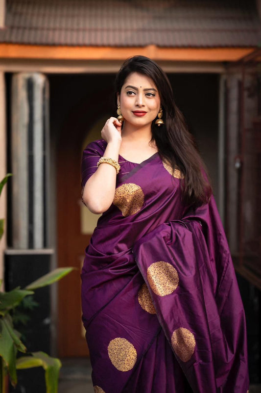 Purple Soft Lichi Jacquard Saree