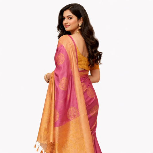 Pink & Gold Banarasi Style Saree