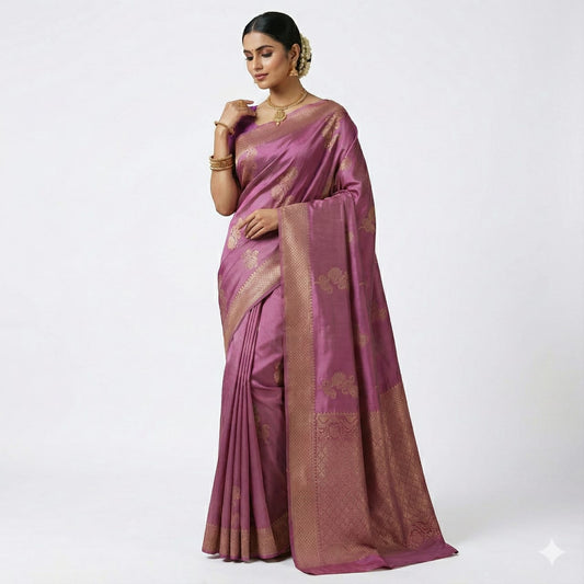Dusty Pink Woven Festive Saree