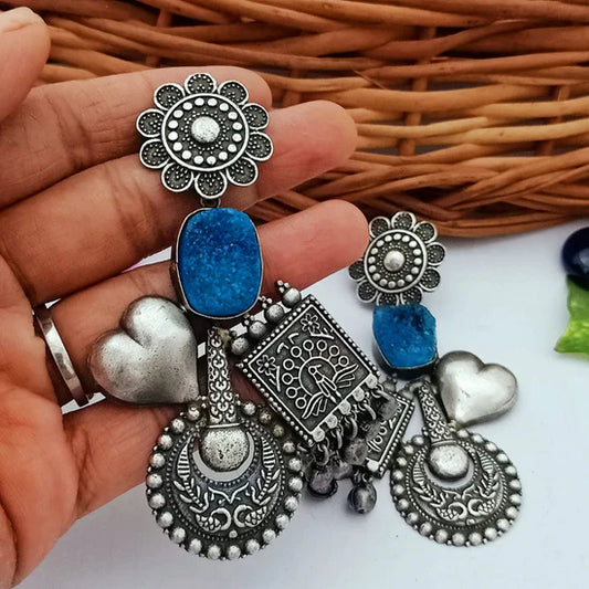 FS Collection Traditional Oxidised Dangle Earrings for Traditional & Modern Looks