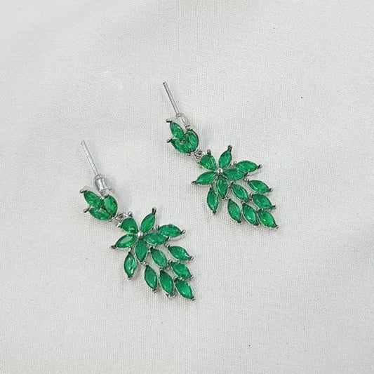 NAFJ Radiant Silver Plated Sparkling Crystal Stone Dangle Earrings