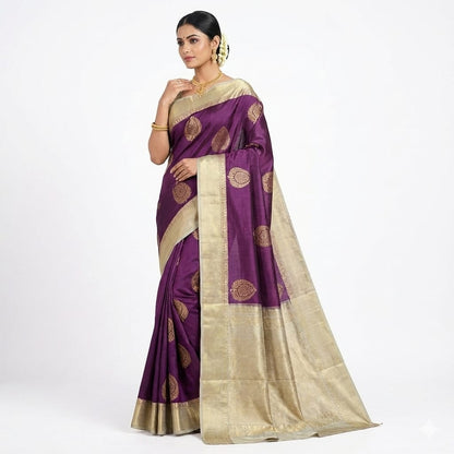 Royal Purple Gold Woven Saree
