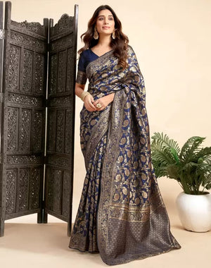 Soft Lichi Silk Saree with Rich Zari Banarasi Work