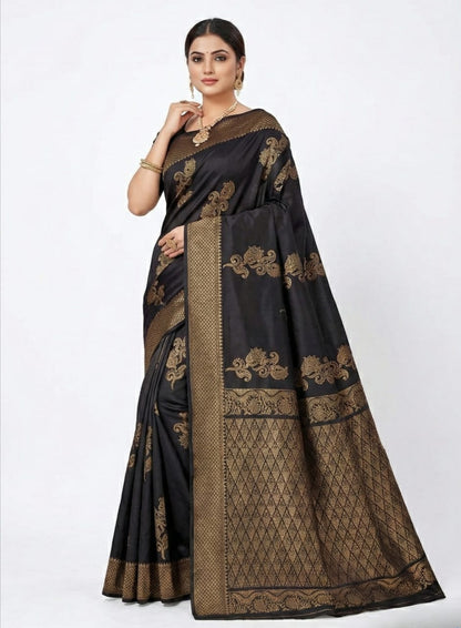 Black Gold Woven Festive Saree