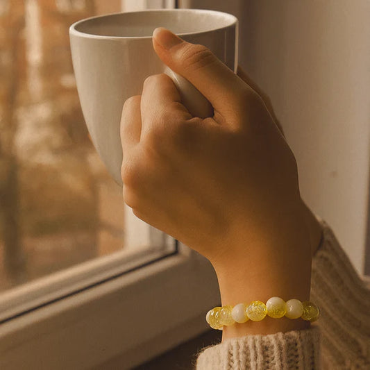 Urthn Crystal Crackle Glass Beads Stretch Bracelet