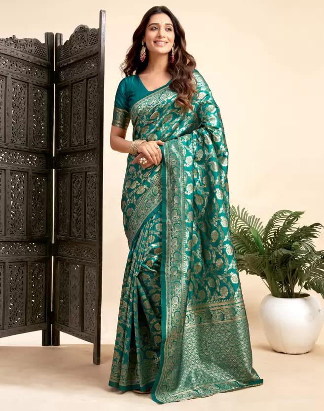 Soft Lichi Silk Saree with Rich Banarasi Zari Work
