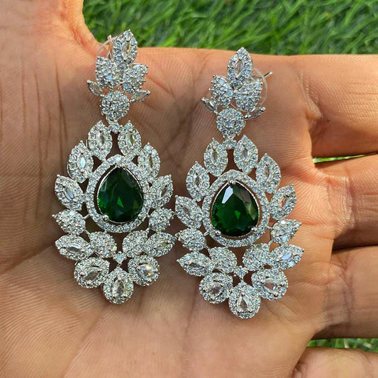 Royal Kundan Jewellery Glam American Diamond Dangler Earrings