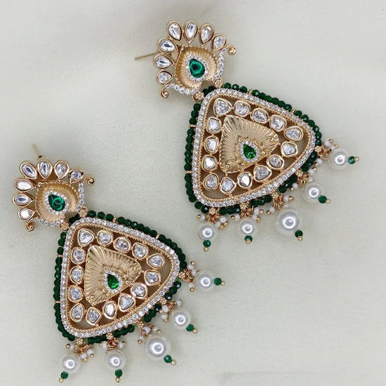 Royal Kundan Jewellery Classic Polki Kundan And Pearl Hanging Earrings