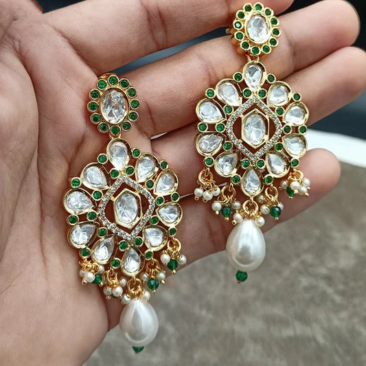 Royal Kundan Jewellery Classic Polki Kundan And Pearl Hanging Earrings