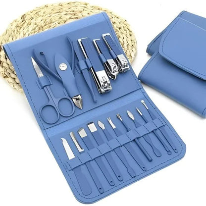 16-in-1 Manicure & Pedicure Grooming Set – Professional Nail Cutter Kit for Men & Women