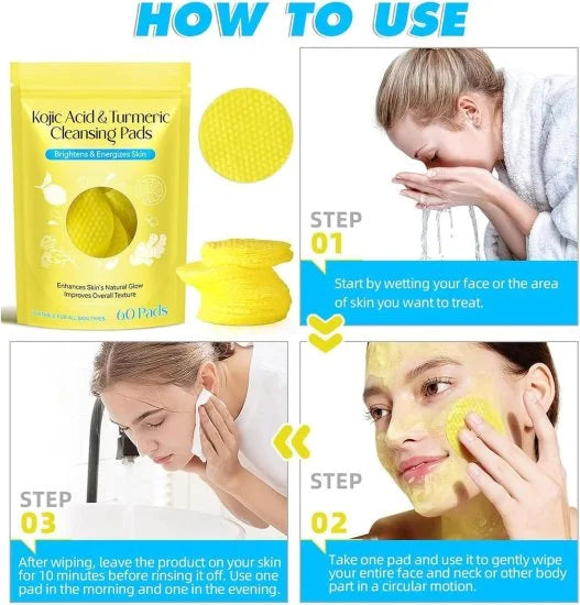 Kojic Acid & Turmeric Cleansing Pads – Skin Brightening & Personal Care