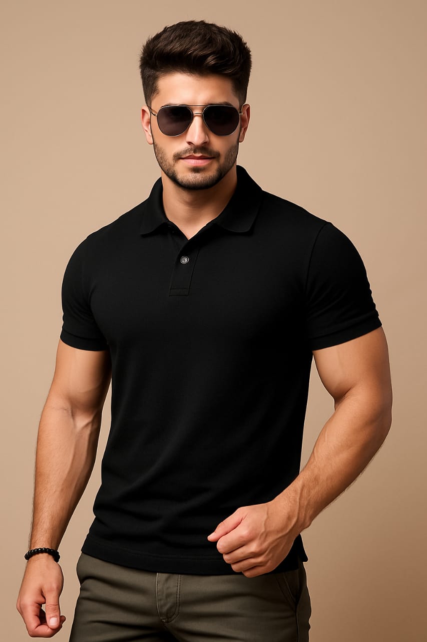 👕 Mars Polo Premium Black Polo Neck T-Shirt 👕
