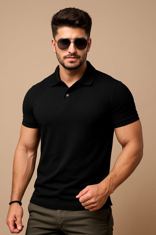 👕 Mars Polo Premium Black Polo Neck T-Shirt 👕