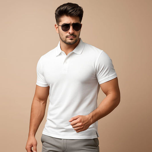 👕 Mars Polo Premium White Polo Neck T-Shirt 👕