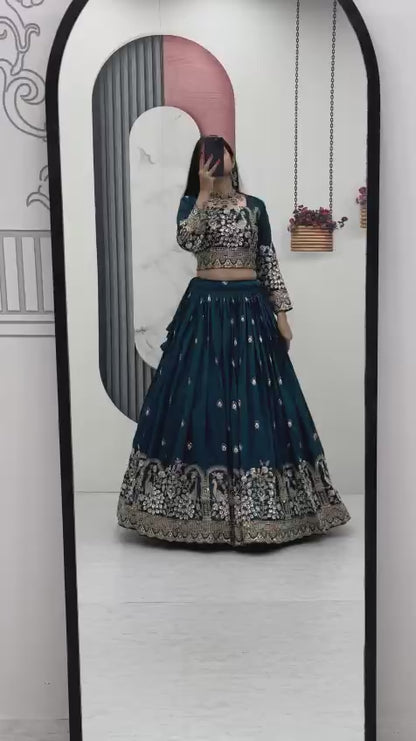 Vichitra Silk Heavy Embroidered Lehenga Choli with Dupatta – Real Model Look
