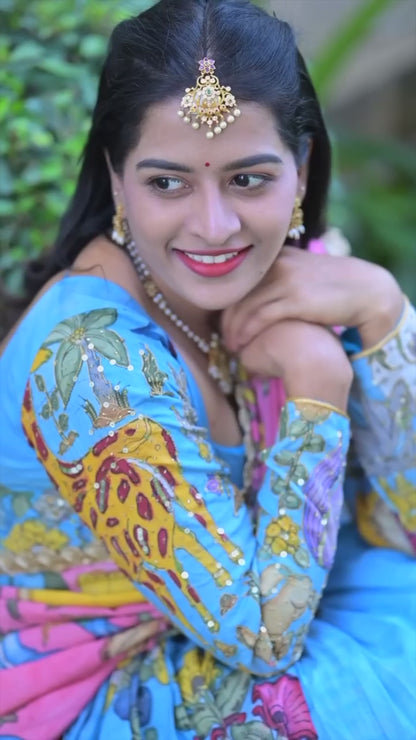 Kalamkari Print Cotton Lehenga Choli with Dupatta