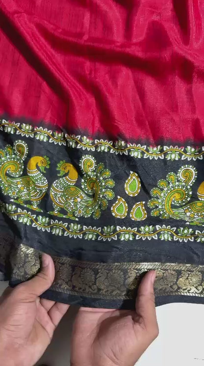 Mangalagiri Mulmul Cotton Saree with Floral Print & Jacquard Border | Lightweight Daily & Festive Wear