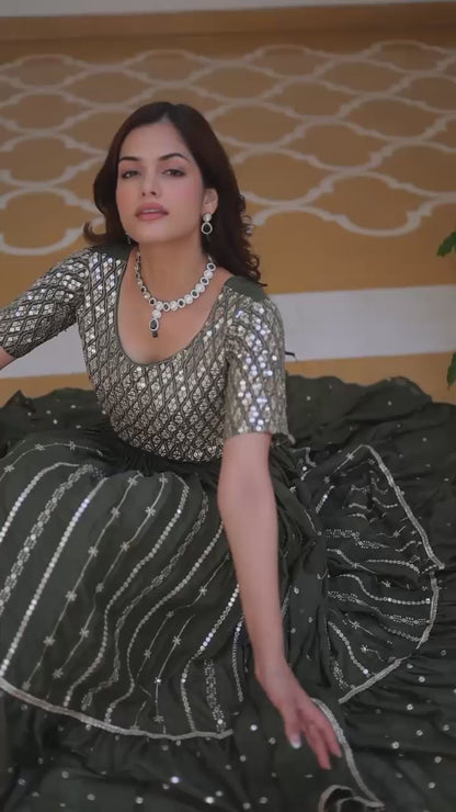 Wedding Special Star Georgette Embroidery Sequence Lehenga Choli Set | Fully Stitched