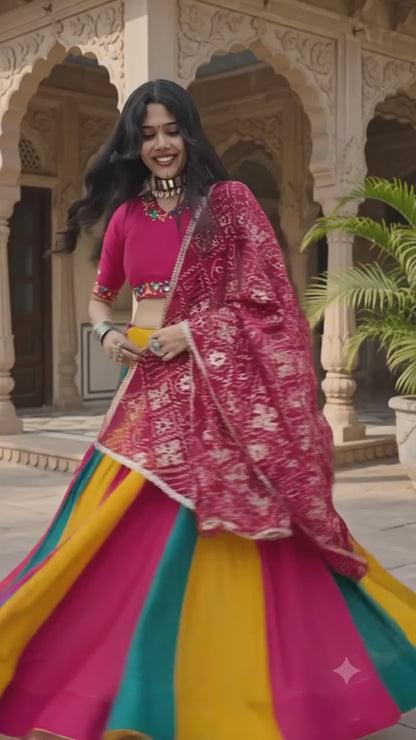 Navratri Special 6 Meter Lehenga Choli with Vintage Dupatta