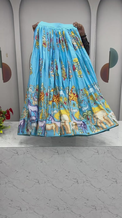 Kalamkari Print Cotton Lehenga Choli with Dupatta