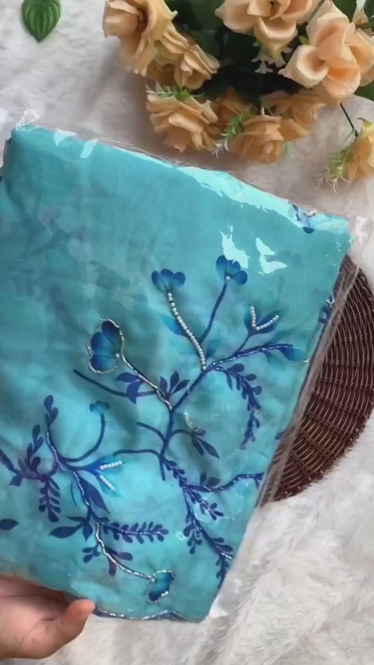 Radhika Tebby Silk Embroidered Saree with Handwork Blouse