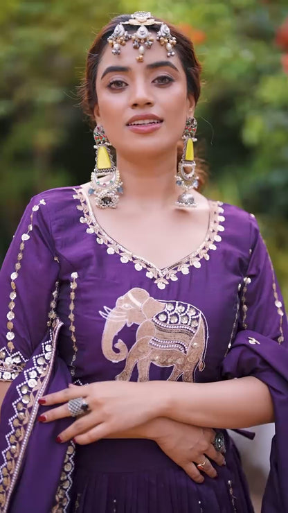 Wedding Collection Pure Vichitra Lehenga Choli with Heavy Embroidery Sequence Work & Dupatta