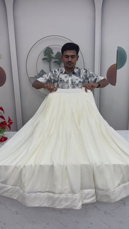 Festival Special Pure Chinon Embroidered Crop Top Lehenga Set – 5.5 Meter Flair