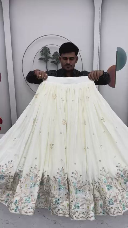 Festival Wear Chinon Embroidered Lehenga Choli Set