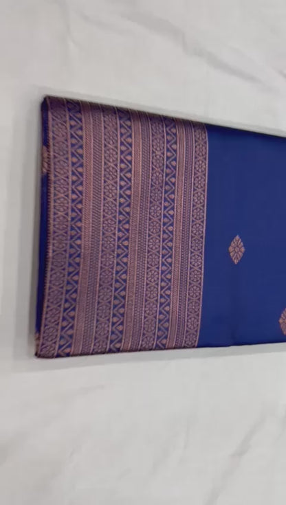 Navy Blue Copper Border Saree
