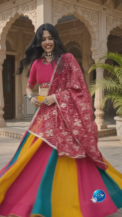 Navratri Special 6 Meter Lehenga Choli with Vintage Dupatta
