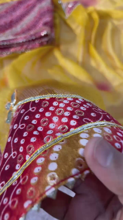 Cotton Kota Doriya Saree with Kacchi Gotapatti Work & Butta | Designer Saree