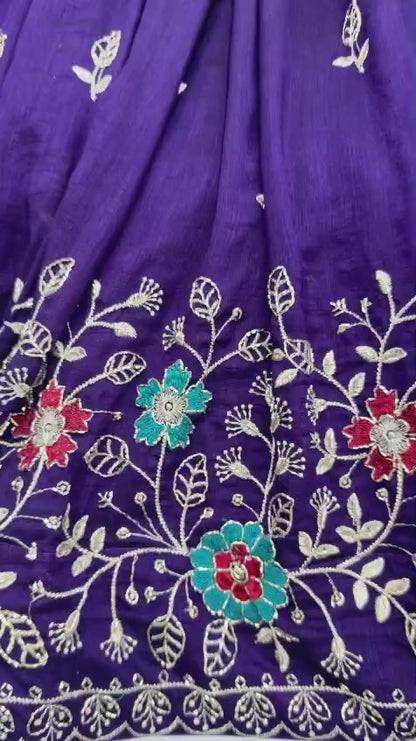 Festival Wear Vichitra Silk Embroidered Lehenga Choli Set