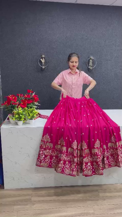Festival Special Chinon Lehenga Choli with Heavy Embroidery Work (Fully Stitched)