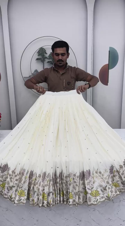 Chinon Embroidered Lehenga Choli Set