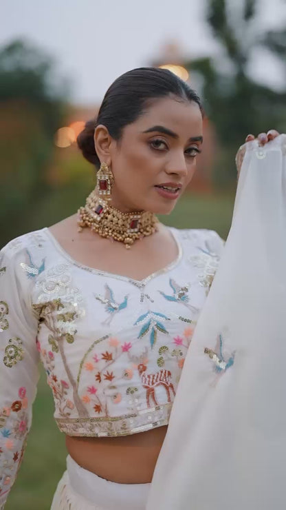 Wedding Embroidered Vichitra Silk Lehenga Choli Set