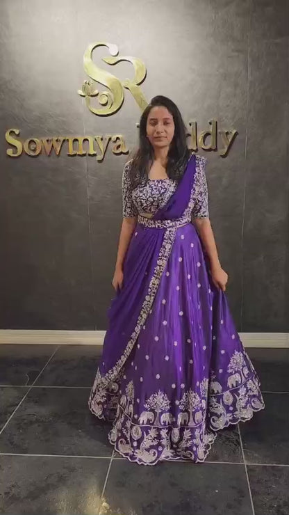 Royal Purple Chinon Embroidered Lehenga Choli With Dupatta – Festival Special
