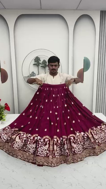 Vichitra Silk Heavy Embroidered Lehenga Choli with Dupatta – Real Model Look