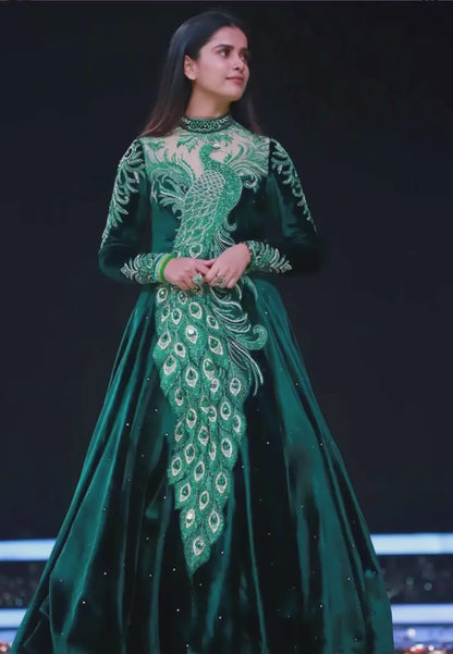 Festival Embroidered Vichitra Silk Gown