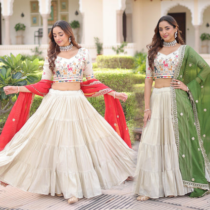 Premium Cosmos Silk Heavy Flair Lehenga Choli With Designer Dupatta (12 Meter Flair)