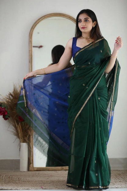 Bottle Green Festive Saree