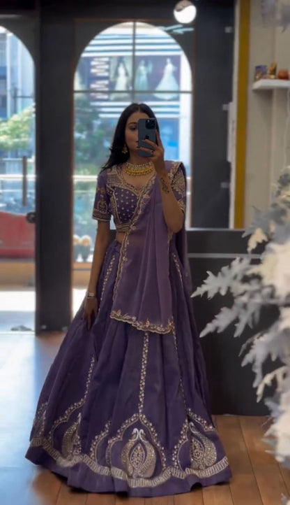 Premium Chinon Silk Embroidered Lehenga Choli With Dupatta – Festival Wear
