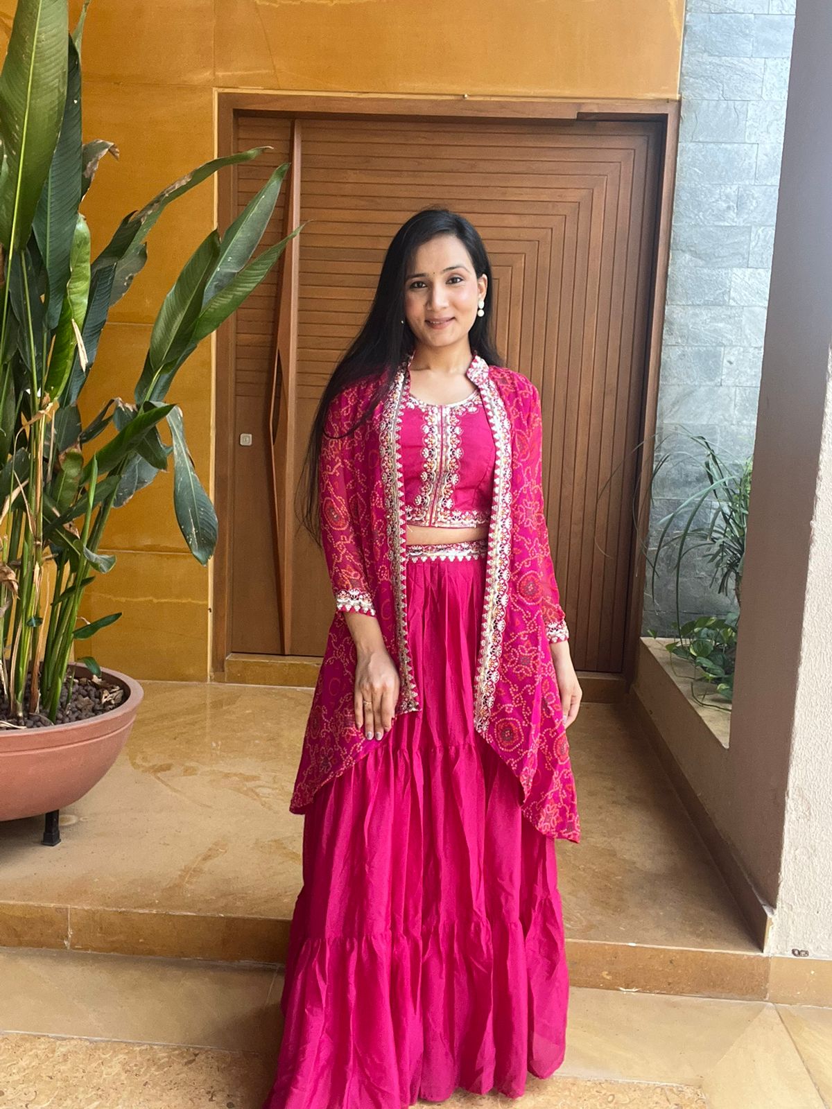 Bandhej Lehenga Set with Jacket