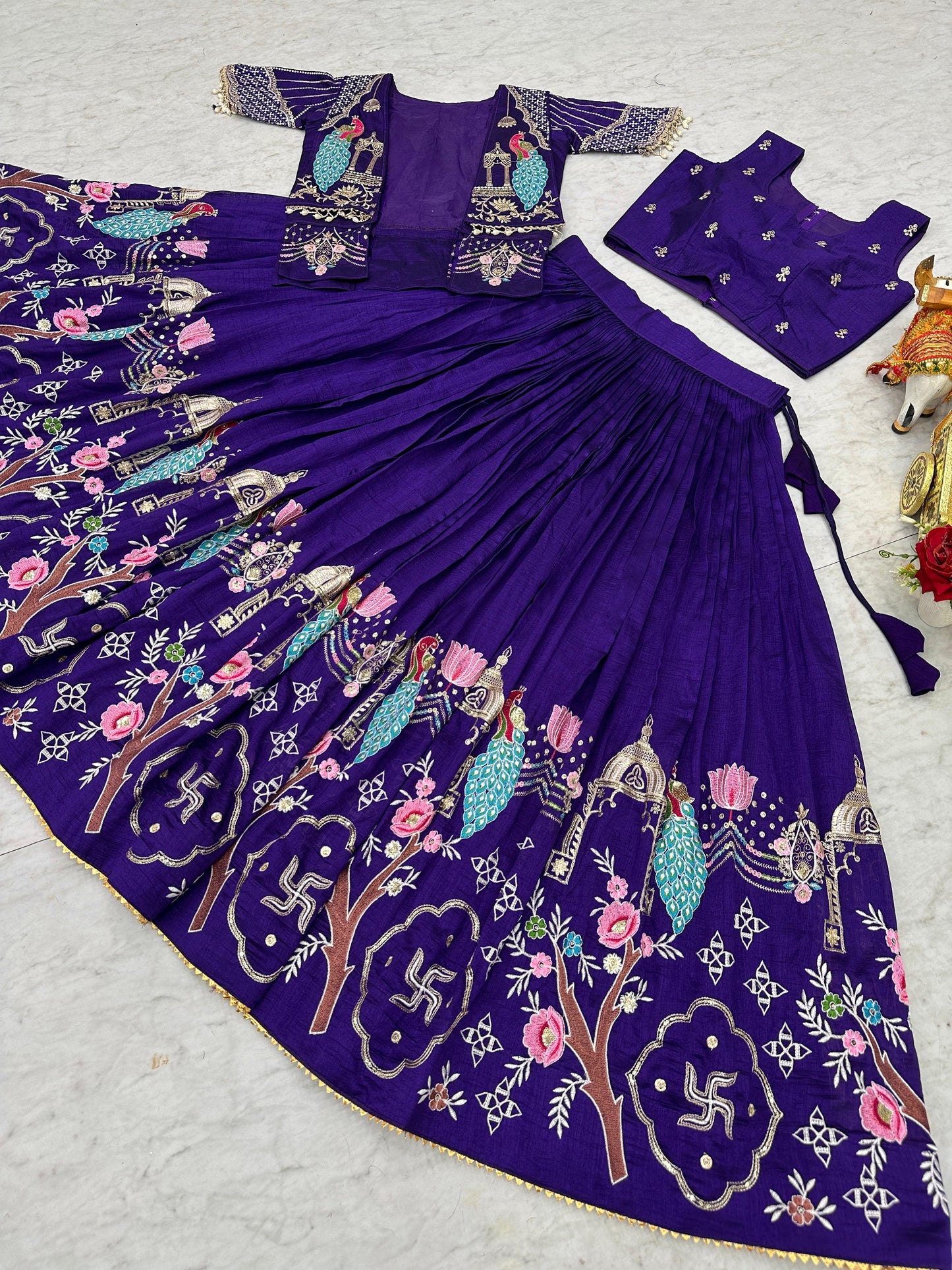 Festival Special Lehenga Choli with Designer Koti & Heavy Embroidery Work