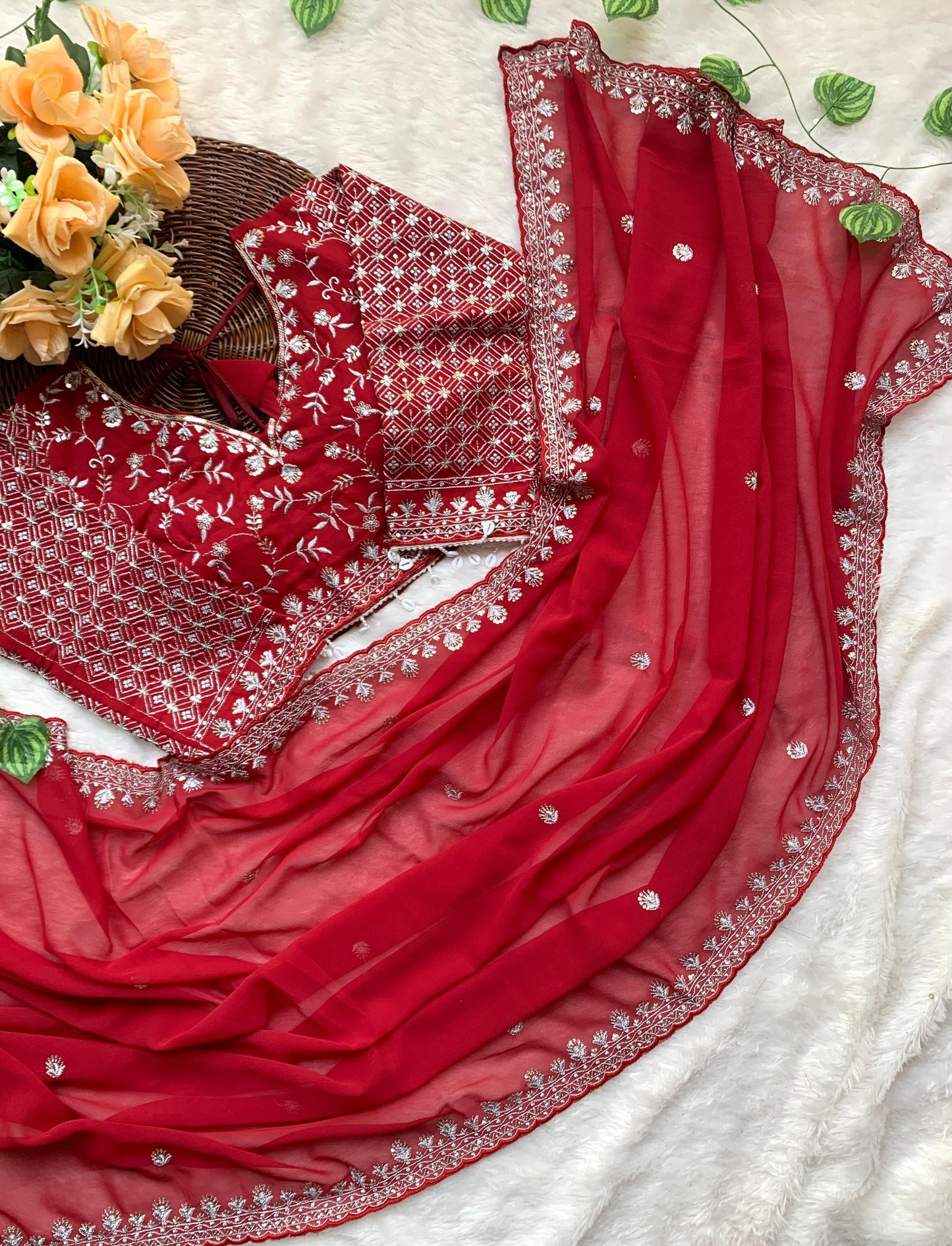 Neha Georgette Embroidery Saree – Rich Look Designer Sequence Work Saree