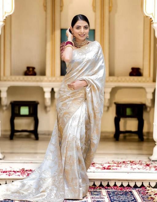 Elegant Cream Floral Saree