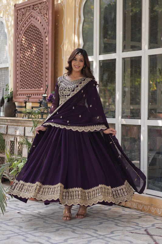 Designer Embroidered Gown with Dupatta