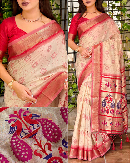 AARU Cotton Weaving Saree with Rich Pallu