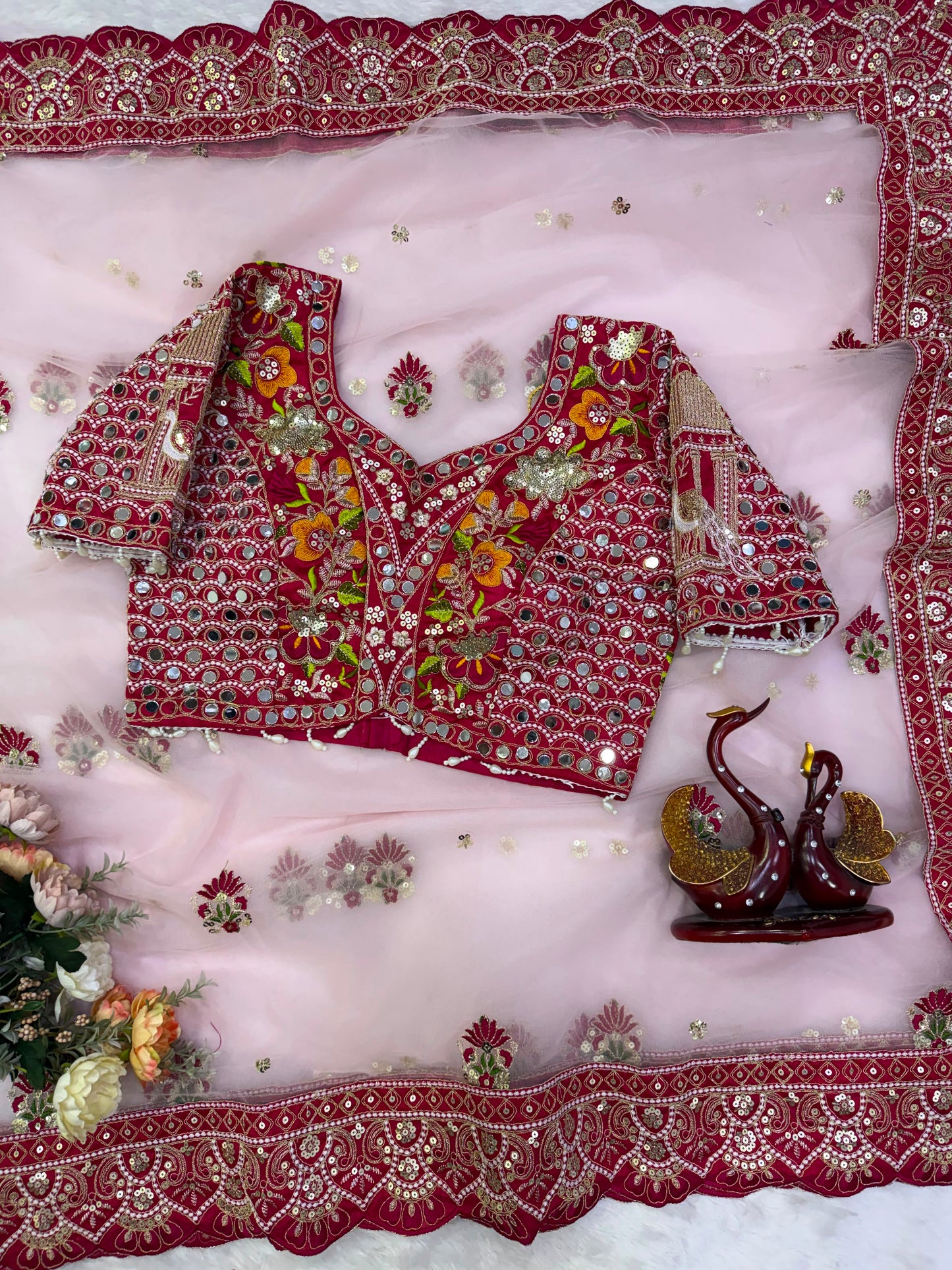 Soft Butterfly Net Saree with Sequins & Multi Thread Embroidery | Full Stitch Blouse