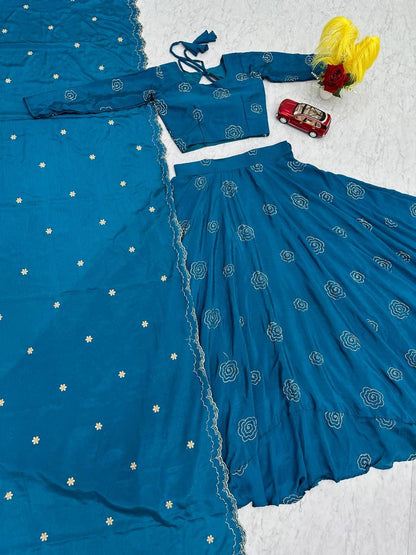 Festival Special Chinon Lehenga Choli with Sequence Work & Dupatta
