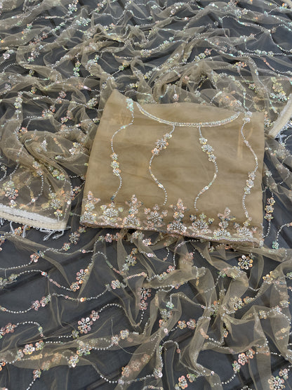 Sufy Premium Butterfly Net Saree with Beads & Moti Sequin Work